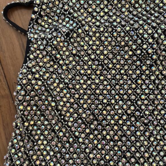 Nasty Gal Nessa Barrett 6 Premium Glass Stone Encrusted Strappy Mini Slip Dress - Picture 7 of 12